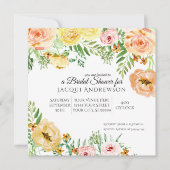 フローラブライダルシャワーエレガントピーチオレンジバラ 招待状 (正面)