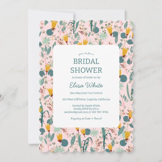 フローラブライダルシャワーキュート春ガーデンカスタム 招待状 (正面)