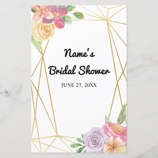 フローラブライダルシャワーゲーム日付の夜の提案 (裏面)