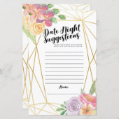 フローラブライダルシャワーゲーム日付の夜の提案 (正面/裏面)