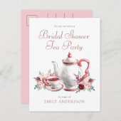 フローラブライダルシャワーティーパーティの招待状はがき インビテーションポストカード (正面/裏面)