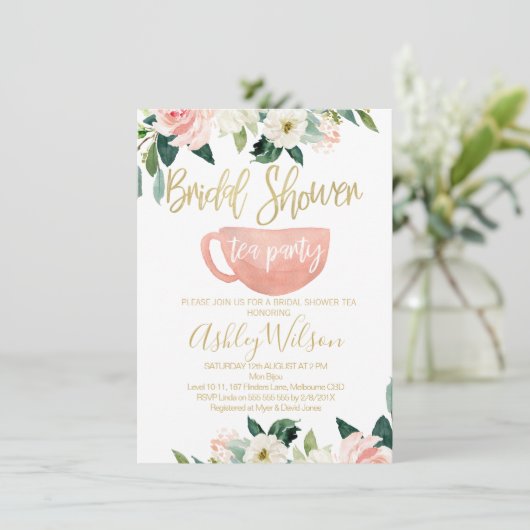 フローラブライダルシャワーティーパーティの招待状 招待状 (スタンド正面)
