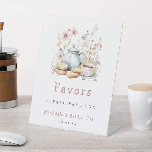 フローラブライダルシャワーティーパーティーの好意 台座サイン (インサイチュ)