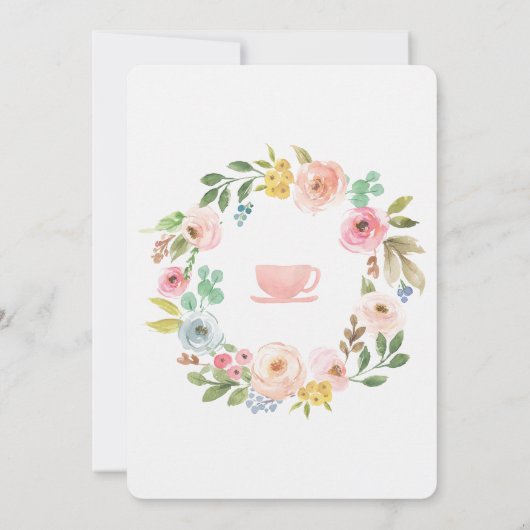 フローラブライダルシャワーティーパーティーカスタム招待状 招待状 (裏面)