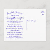 フローラブライダルシャワーネイビーブルーハート結婚ズ インビテーションポストカード (裏面)