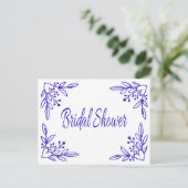 フローラブライダルシャワーネイビーブルーハート結婚ズ インビテーションポストカード (スタンド正面)
