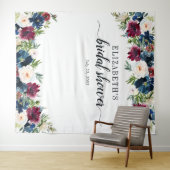 フローラブライダルシャワーネイビーブルーブルガンディーウォーター色 タペストリー (インサイチュ(横))