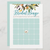フローラブライダルシャワービンゴカードロビンズエッグブルー 招待状 (正面/裏面)