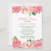 フローラブライダルシャワーピンクローゼスプニーズフラワー 招待状 (正面)
