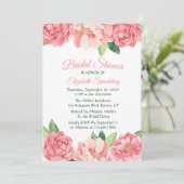 フローラブライダルシャワーピンクローゼスプニーズフラワー 招待状 (スタンド正面)