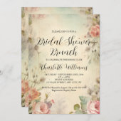 フローラブライダルシャワーブランチヴィンテージスタイル 招待状 (正面/裏面)