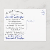 フローラブライダルシャワーホワイトデイジーフラワーブルー インビテーションポストカード (裏面)