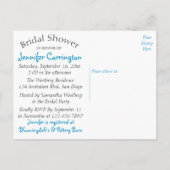 フローラブライダルシャワーホワイトデイジーブルー招待状 インビテーションポストカード (裏面)