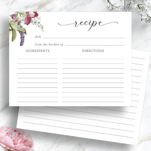 フローラブライダルシャワーレシピカード