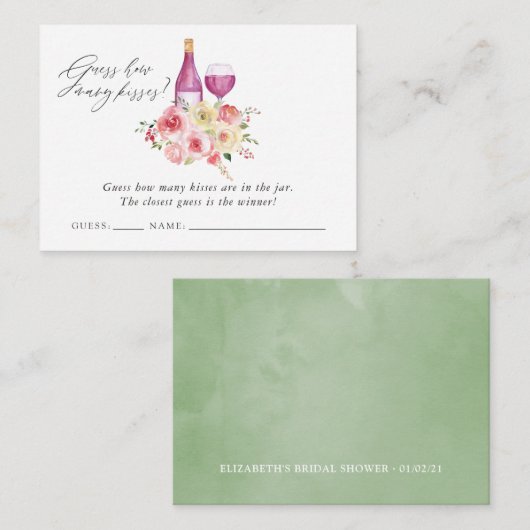 フローラブライダルシャワーワインテイスティングゲーム エンクロージャーカード (正面/裏面)
