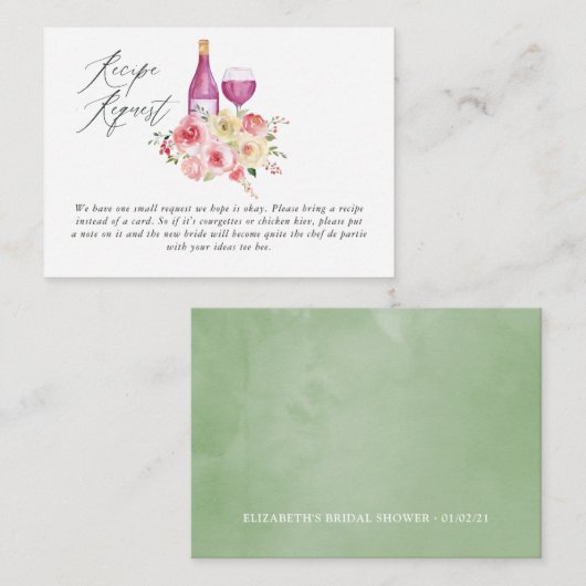 フローラブライダルシャワーワインテイスティングレシピリクエスト エンクロージャーカード (正面/裏面)