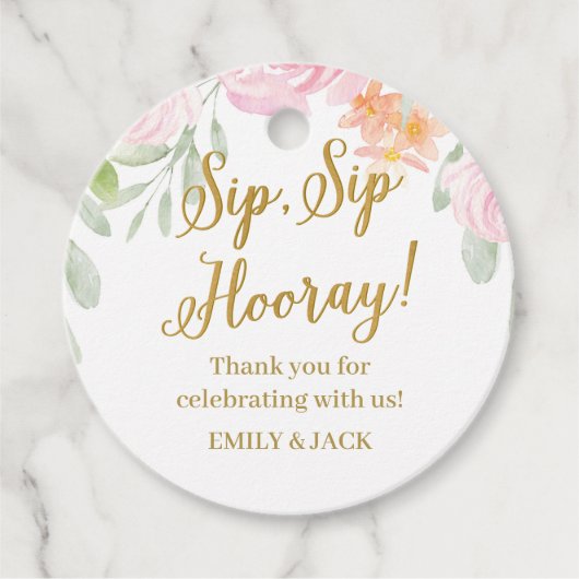 フローラブライダルシャワーワインメッセージカードシャンパンラベル フェイバータグ (正面)