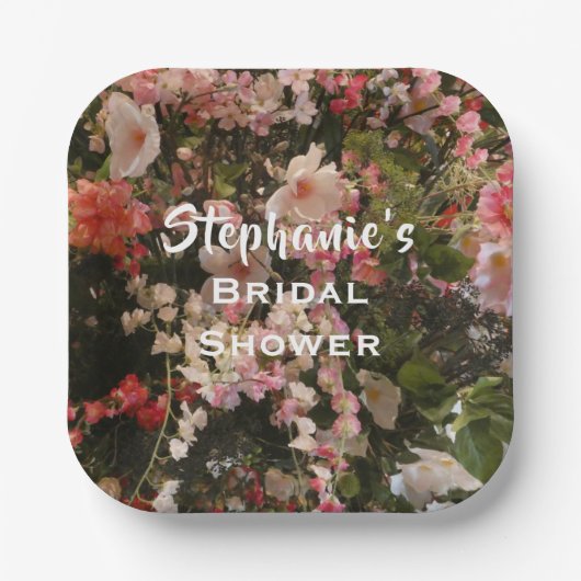 フローラブライダルシャワー多くの花、名前、 ペーパープレート (正面)
