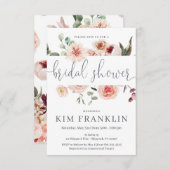 フローラブライダルシャワー招待券、ウェディングシャワー、 案内状 (正面/裏面)