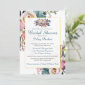 フローラブライダルシャワー招待夏の秋バラ 招待状 (スタンド正面)