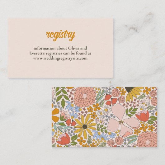 フローラブライダルシャワー招待状の挿入 名刺 (正面/裏面)