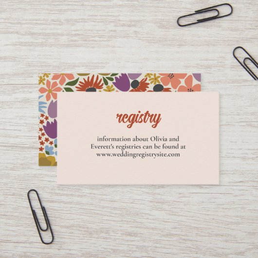 フローラブライダルシャワー招待状の挿入 名刺 (正面/裏面インサイチュ)