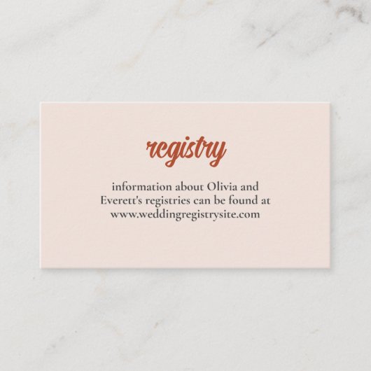 フローラブライダルシャワー招待状の挿入 名刺 (正面)