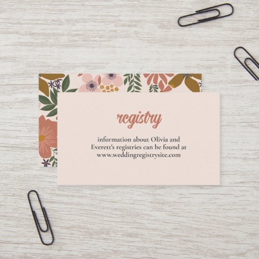 フローラブライダルシャワー招待状の挿入 名刺 (正面/裏面インサイチュ)