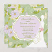 フローラブライダルシャワー招待状パープル 招待状 (正面/裏面)