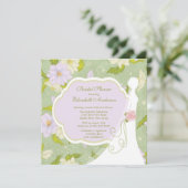 フローラブライダルシャワー招待状パープル 招待状 (スタンド正面)