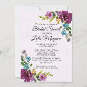 フローラブライダルシャワー招待 – 宝石トーン 招待状 (正面)