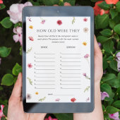 フローラブライダルシャワー推定年齢ゲームカード 招待状