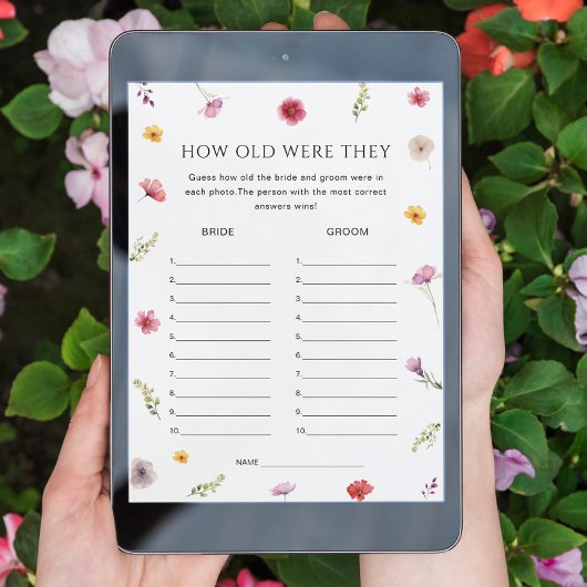 フローラブライダルシャワー推定年齢ゲームカード 招待状