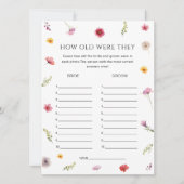 フローラブライダルシャワー推定年齢ゲームカード 招待状 (正面)