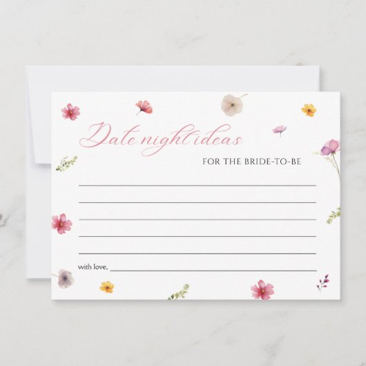 フローラブライダルシャワー日付ナイトアイディアカード 招待状 (正面)