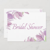 フローラブライダルシャワー紫色の水色の花 インビテーションポストカード (正面/裏面)
