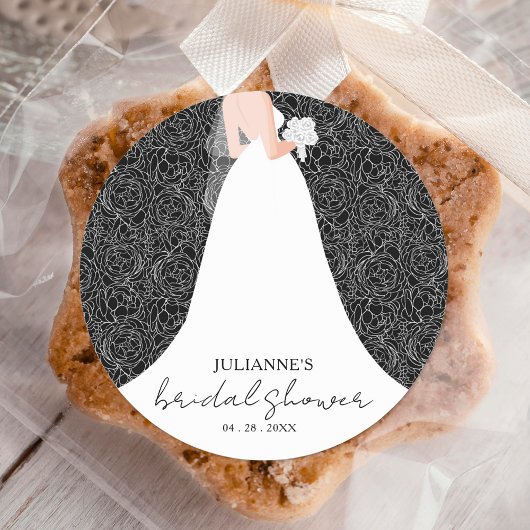 フローラブライダルシャワー結婚ズガウンブラック ラウンドシール