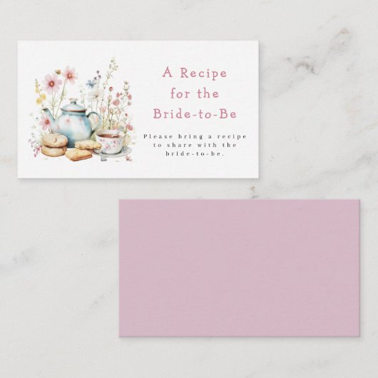 フローラブライダルシャワー茶パーティーレシピ要求 エンクロージャーカード (正面/裏面)