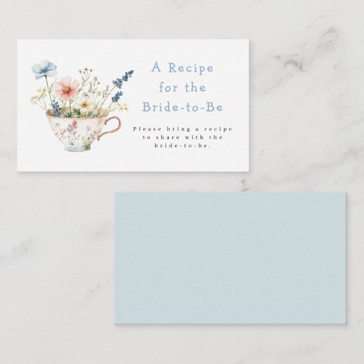 フローラブライダルシャワー茶パーティーレシピ要求 エンクロージャーカード (正面/裏面)