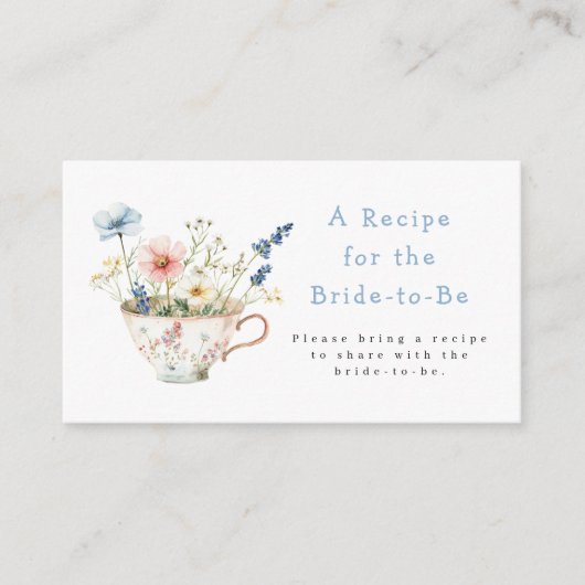 フローラブライダルシャワー茶パーティーレシピ要求 エンクロージャーカード (正面)