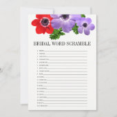 フローラブライダルシャワー語スクランブルゲームカード 招待状 (正面)