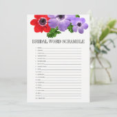 フローラブライダルシャワー語スクランブルゲームカード 招待状 (スタンド正面)