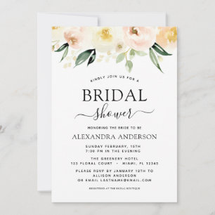 フローラブライダルシャワー赤面ピンク水彩 招待状