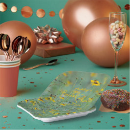 フローラブライダルシャワー黄色ワイルドフラワー写真 ペーパープレート