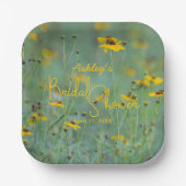 フローラブライダルシャワー黄色ワイルドフラワー写真 ペーパープレート (正面)