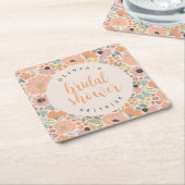 フローラブライダルシャワー スクエアペーパーコースター (アングル)