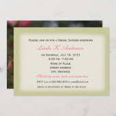 フローラブライダルシャワー、ピンク色の野生バラ花 招待状 (正面/裏面)