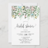フローラブライダルシャワー、水彩コテージ花 招待状 (正面)