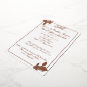 フローラブライダルシャワー、白エレガント、バラ金ゴールド 箔招待状 (回転した状態)