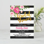 フローラブライダルシャワー（白黒） 招待状 (スタンド正面)